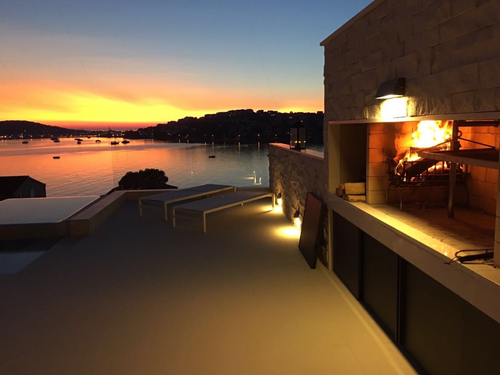 Terrace with BBQ and sunset